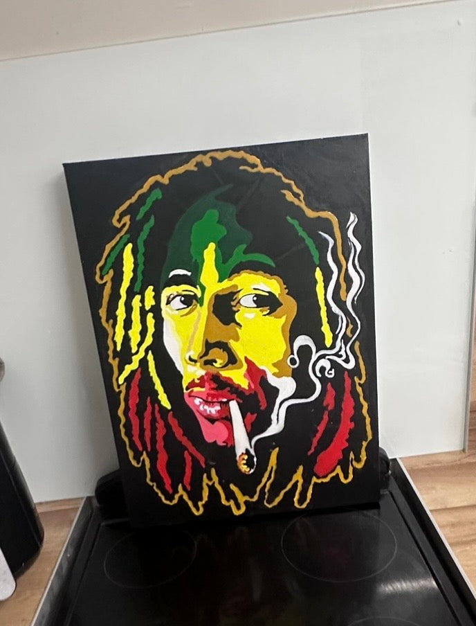 Bob Marley - One Love. Hand Painted Canvas
