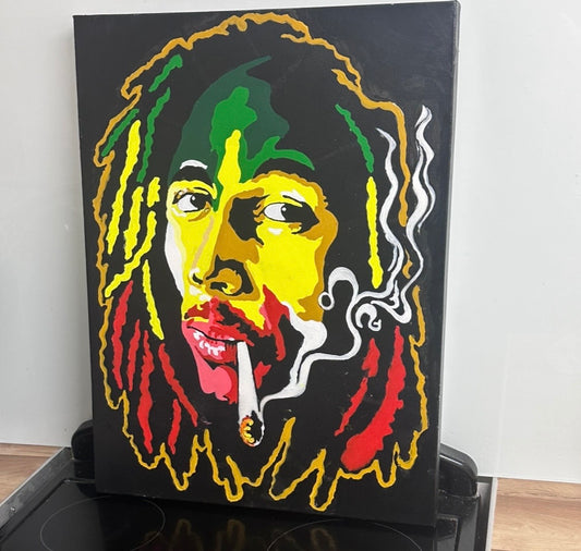 Bob Marley - One Love. Hand Painted Canvas